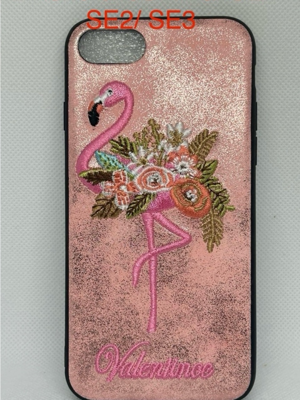 Valentino Pink Embroidered Flamingo Floral Phone Case